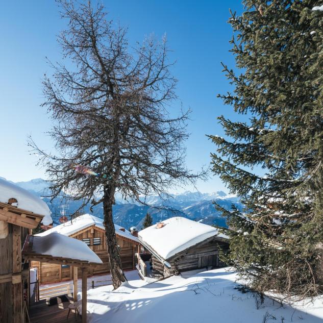 Snow-covered chalets